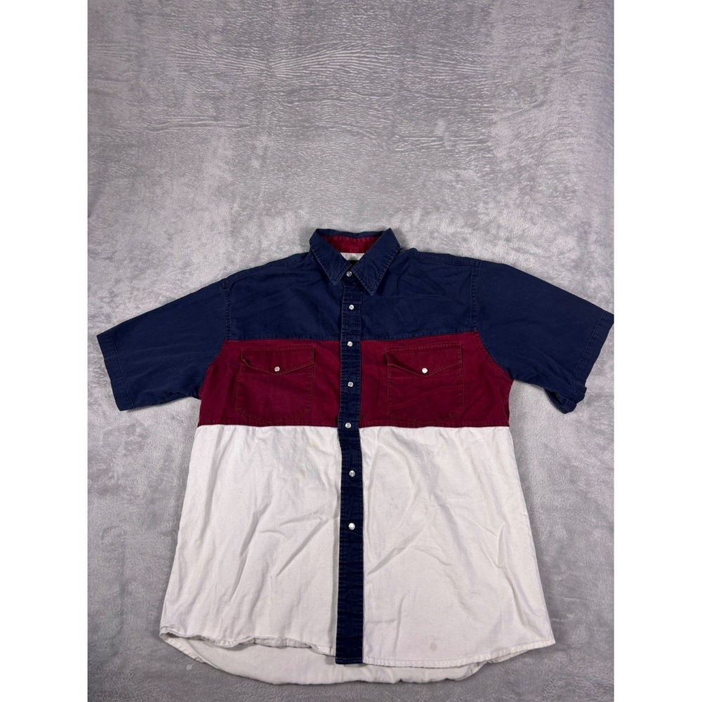 Vtg Rustler Wrangler Button-Up L Multicolor Pearl Snap Shirt Mens 1990s